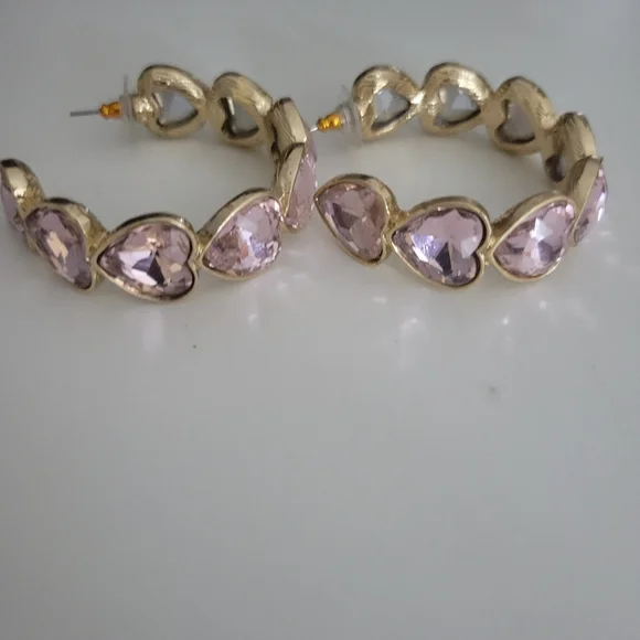 Pink heart earrings - Picture 2 of 4